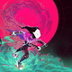 Rei dashes on a space cloud in key art for Solar Ash.